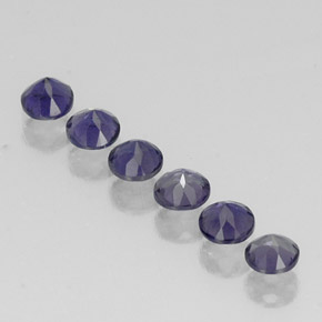 Gemas de iolita azul natural de  ct, corte redondo, VVS-VS