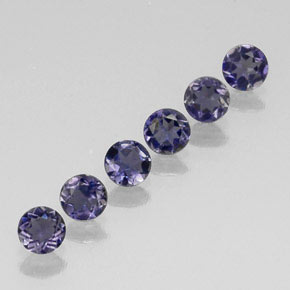 Gemas de iolita azul natural de  ct, corte redondo, VVS-VS