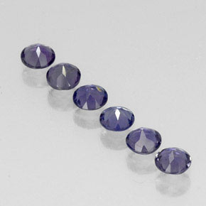 Gemas de iolita azul natural de  ct, corte redondo, VVS-VS