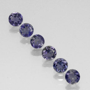Gemas de iolita azul natural de  ct, corte redondo, VVS-VS