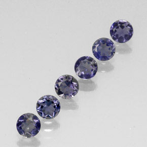 Gemas de iolita azul natural de  ct, corte redondo, VVS-VS