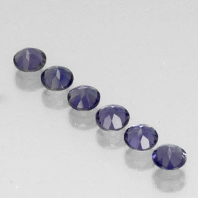 Gemas de iolita azul natural de  ct, corte redondo, VVS-VS