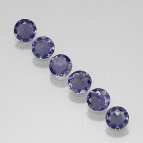 Gemas de iolita azul natural de  ct, corte redondo, VVS-VS