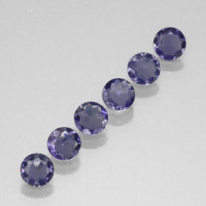 Gemas de iolita azul natural de  ct, corte redondo, VVS-VS
