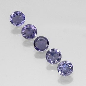Gemas de iolita azul natural de  ct, corte redondo, VVS-VS