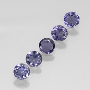 Gemas de iolita azul natural de  ct, corte redondo, VVS-VS