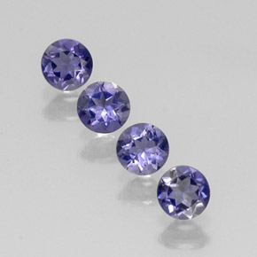 Gemas de iolita azul natural de  ct, corte redondo, VVS-VS