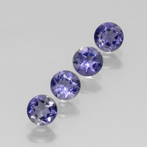 Gemas de iolita azul natural de  ct, corte redondo, VVS-VS