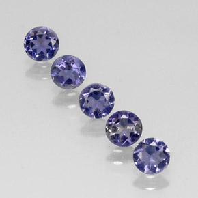 Gemas de iolita azul natural de  ct, corte redondo, VVS-VS