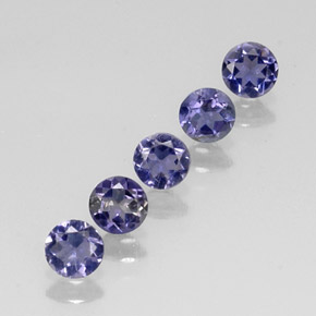 Gemas de iolita azul natural de  ct, corte redondo, VVS-VS
