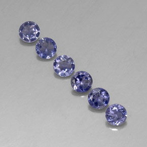Gemas de iolita azul natural de  ct, corte redondo, VVS-VS