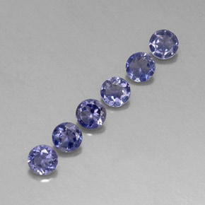 Gemas de iolita azul natural de  ct, corte redondo, VVS-VS
