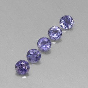 Gemas de iolita azul natural de  ct, corte redondo, VVS-VS
