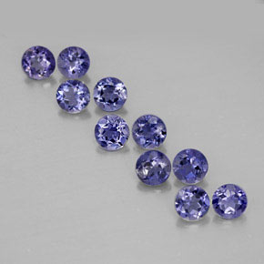 Gemas de iolita azul natural de  ct, corte redondo, VVS-VS