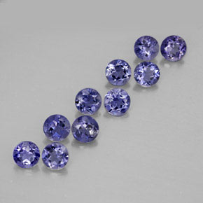 Gemas de iolita azul natural de  ct, corte redondo, VVS-VS