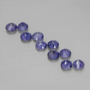 Gemas de iolita azul natural de  ct, corte redondo, VVS-VS