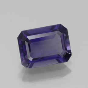 Iolita azul natural de 1,10 ct, corte esmeralda, VS