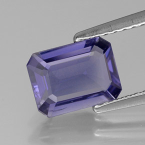 Iolita azul natural de 1,04 ct, corte esmeralda, VS-SI