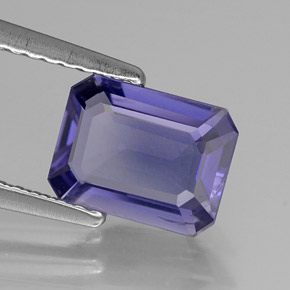 Iolita azul natural de 1,04 ct, corte esmeralda, VS-SI