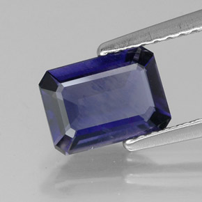 Iolita azul natural de 0,99 ct, corte esmeralda, VS