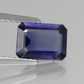 Iolita azul natural de 0,99 ct, corte esmeralda, VS