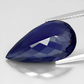 Iolita azul natural de 6,77 ct, en forma de pera, VS