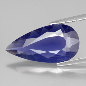Iolita azul natural de 3,37 ct, en forma de pera, VS
