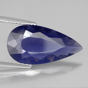 Iolita azul natural de 3,37 ct, en forma de pera, VS