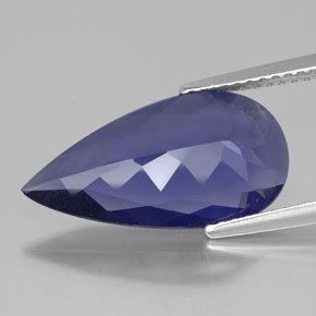 Iolita azul natural de 3,37 ct, en forma de pera, VS