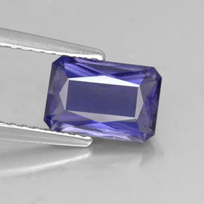Iolita azul natural de 1,35 ct, corte esmeralda, SI
