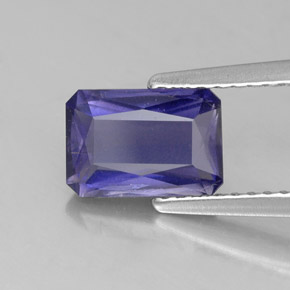 Iolita azul natural de 1,35 ct, corte esmeralda, SI