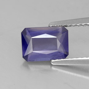 Iolita azul natural de 1,12 ct, corte esmeralda, VS-SI