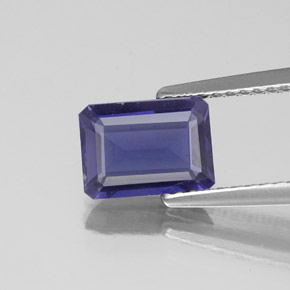 Iolita azul natural de 1,09 ct, corte esmeralda, VS