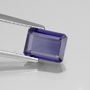Iolita azul natural de 1,09 ct, corte esmeralda, VS