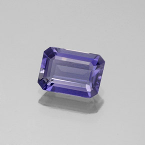 Iolita azul natural de 1,06 ct, corte esmeralda, VS
