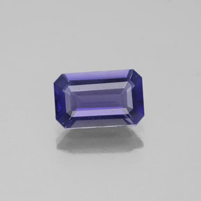 Iolita azul natural de 0,88 ct, corte esmeralda, VS-SI