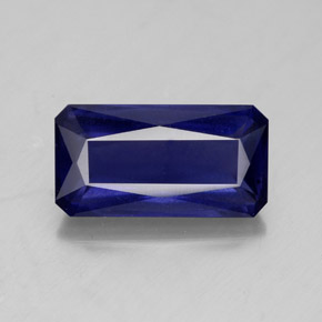 Iolita azul natural de 2,94 ct, corte esmeralda, VS-SI