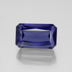 Iolita azul natural de 4,32 ct, corte esmeralda, VS