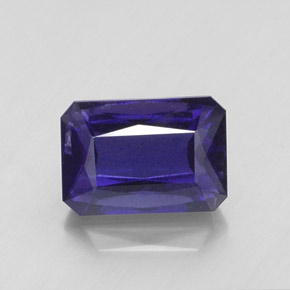 Iolita azul natural de 7,71 ct, corte esmeralda, VS-SI