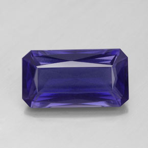 Iolita azul natural de 5,74 ct, corte esmeralda, VS