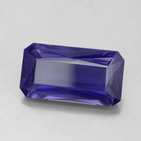 Iolita azul natural de 5,74 ct, corte esmeralda, VS
