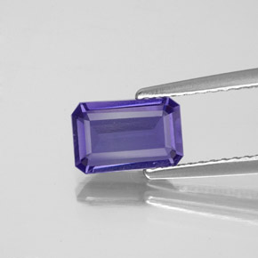 Iolita azul natural de 0,88 ct, corte esmeralda, VS