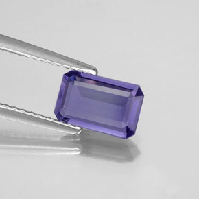 Iolita azul natural de 0,88 ct, corte esmeralda, VS
