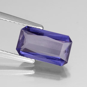 Iolita azul natural de 1,49 ct, corte esmeralda, VS-SI