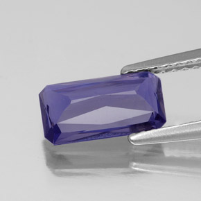 Iolita azul natural de 1,20 ct, corte esmeralda, VS