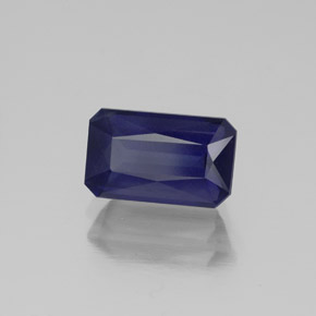 Iolita azul natural de 1,51 ct, corte esmeralda, VS-SI