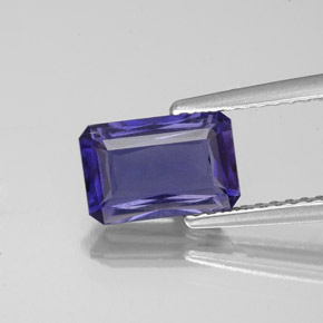 iolita Azul violeta natural de 1.28 ct, corte esmeralda, VS