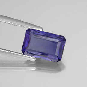 iolita Azul violeta natural de 1.28 ct, corte esmeralda, VS
