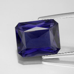 iolita Azul violeta natural de 5.55 ct, corte esmeralda, VS-SI