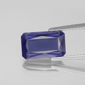 Iolita azul natural de 2,62 ct, corte esmeralda, VS-SI